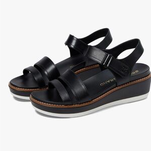 Cole Haan Black Leather Wedge Sandals